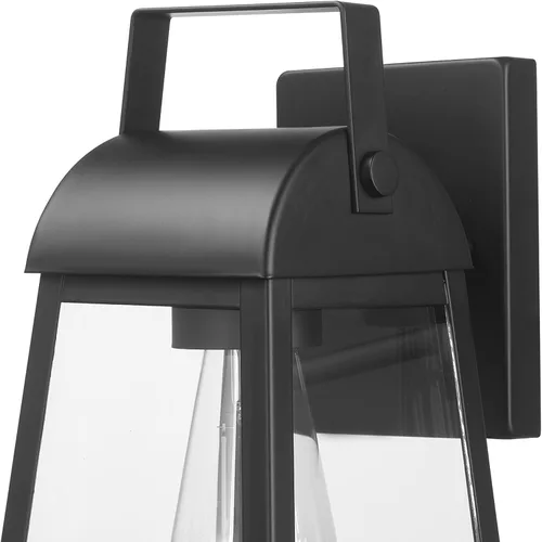 Vista 5 de GLOBE Electric 60000029 Aplique de pared para exteriores de 1 luz, negro mate, pantalla de vidrio transparente, luz de porche, luces de pared