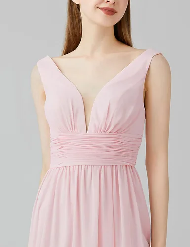 Vista 5 de Maisfeal Vestido de noche sin mangas con cuello en V doble para mujer