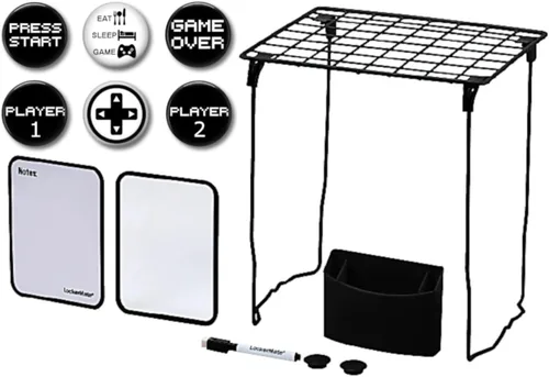 Vista 5 de Kit de casillero: estante de 12 pulgadas y accesorios magnéticos para casillero – espejo pizarra blanca lápiz taza pluma e inspirador metal Old