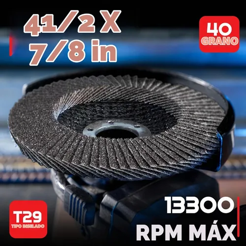 Vista 2 de EZARC Discos de aleta de óxido de aluminio grano 40, 4-1/2 x 7/8 pulgadas