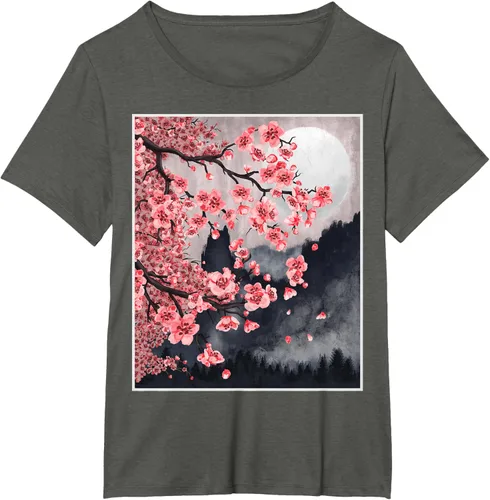 Vista 55 de Sakura - Camiseta japonesa de cerezo en flor japonesa, Negro, S