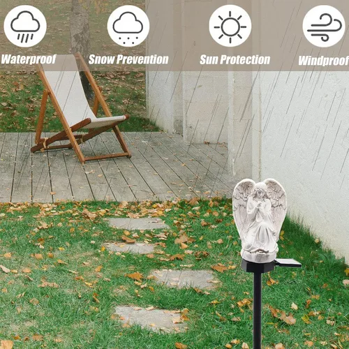 Vista 5 de WAYDA Luz solar de ángulo al aire libre para cementerio, lámpara de ángel impermeable LED, luces solares de ángel para jardín, balcón, patio