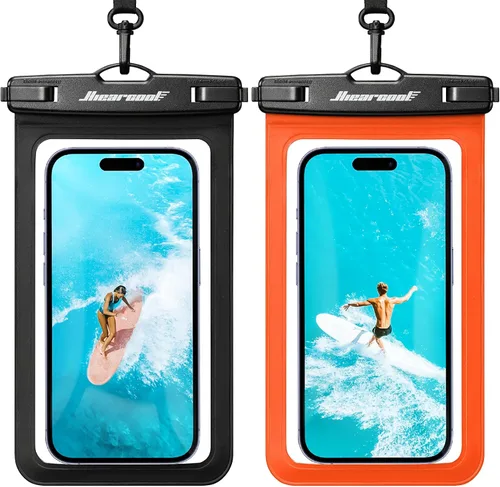 Vista 16 de Hiearcool Funda impermeable IPX8 para iPhone 17/16/15/14 Pro Max, bolsa seca para teléfono celular para artículos esenciales de playa y crucero