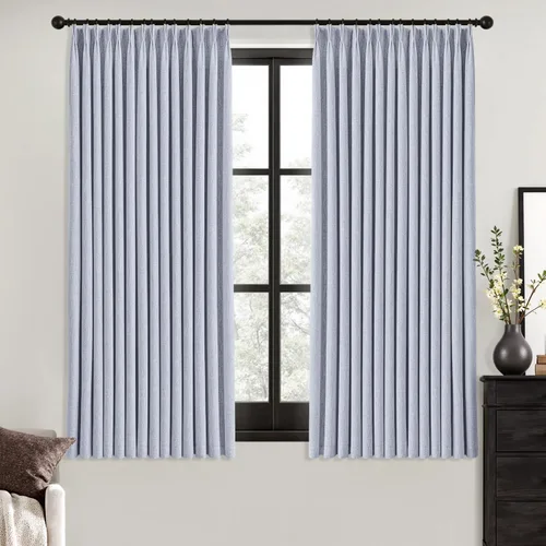 Vista 42 de MIULEE - Cortinas de lino beige con pliegues a presión 100% opacas para dormitorio, cortinas de ventana con memoria y bloqueo de luz para oscurecer