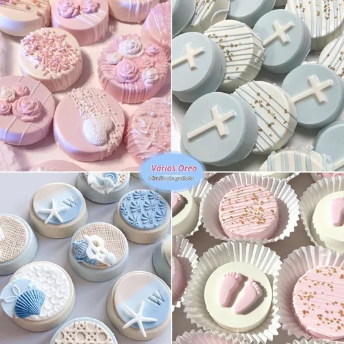 Vista 6 de 3 piezas de moldes redondos de silicona para galletas de chocolate, moldes cilíndricos de 12 cavidades para Oreos cubiertas de chocolate, pastel