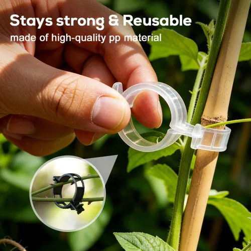 Vista 7 de Clips de soporte para plantas, clips de tomate mejorados 2026 para plantas trepadoras, clip de jardín de plástico reutilizable para tallos de uva