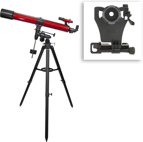Vista 2 de Carson Red Planet - Telescopio refractor de 50-4.370 x 3.543 in con adaptador universal de digiscopio para smartphone para astronomía (RP-400SP)