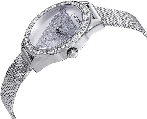 Vista 4 de GUESS Reloj analógico de cuarzo clásico para mujer con correa de acero inoxidable W1142L1, plata, pulsera, plateado, Pulsera