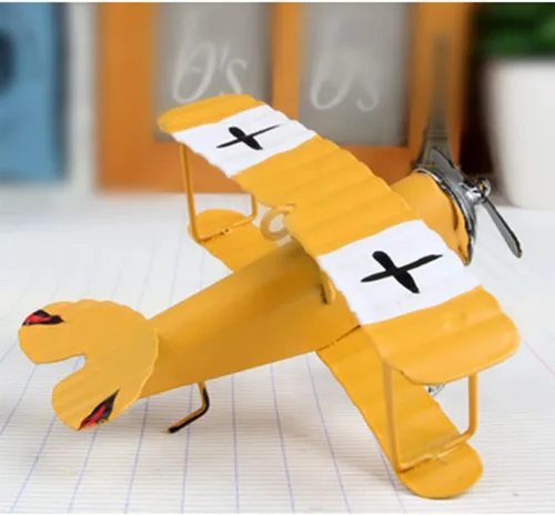 Vista 2 de TOYANDONA Modelo de avión vintage, paquete de 2 juguetes de avión de metal, 3.93 x 3.54 x 1.96 pulgadas, artesanía retro para niños, accesorios