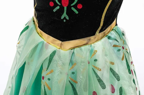 Vista 6 de Snow Queen Anna Princess Costume Birthday Party Dress Up for Little Girls with Wig,Crown,Wand,Gloves 3-10 Years