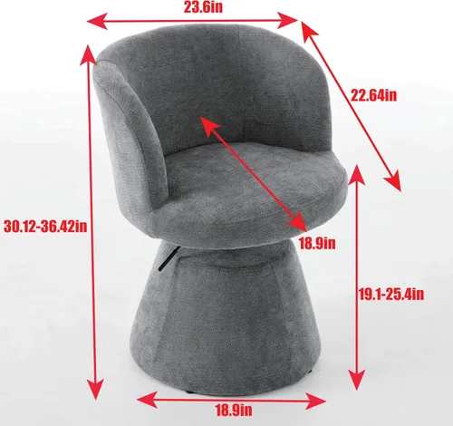 Vista 2 de Upholstered Swivel Bar Chair, Ergonomic Thick Padded Round Dining Chair Accent Vanity Chair Adjustable Height for Bedroom,Kitchen Island & Beige