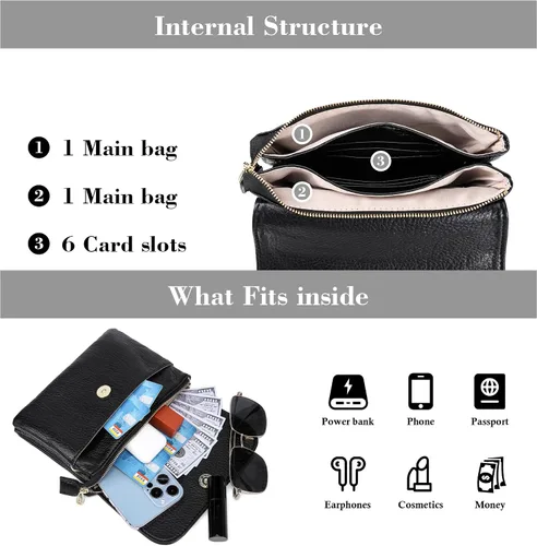 Vista 5 de MINICAT Bolsos cruzados pequeños con bolsillos espaciosos para teléfono celular, monederos para mujer