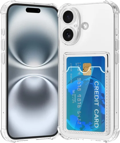 Vista 23 de Funda compatible con iPhone 13 con tarjetero, funda tipo cartera, transparente, delgada, suave, protectora a prueba de golpes, antiarañazos, funda