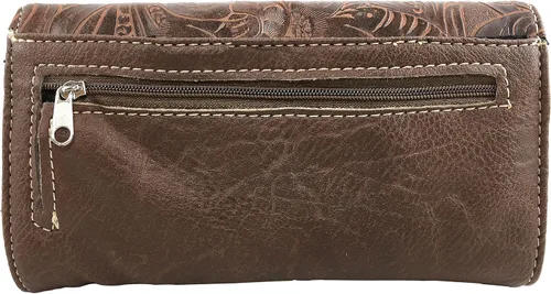 Vista 4 de Justin West Tooled - Bolso de mano de piel con diamantes de imitación, corte láser, color turquesa