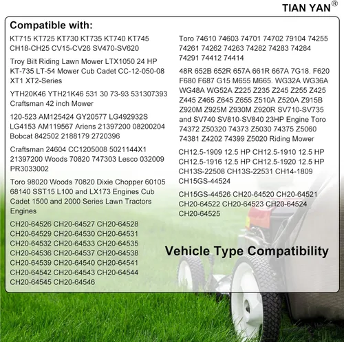 Vista 6 de TIANYAN 12 050 01-S Filtro de aceite de repuesto para motor de cortacésped Kohler KH-12-050-01-S KH-12-050-08, YTH20K46 AM125424 Cub Cadet, Troy