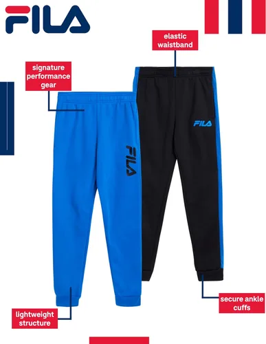 Vista 2 de Fila Pantalones deportivos para niños, paquete de 2 pantalones deportivos de forro polar, pantalones deportivos para niños, S-XL