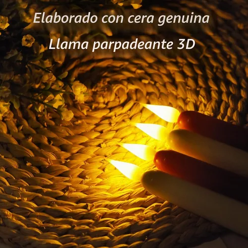 Vista 4 de Vela cónica sin llama con control remoto, paquete de 3 velas LED de plástico, velas parpadeantes que funcionan con pilas, vela alta clásica de 9.2