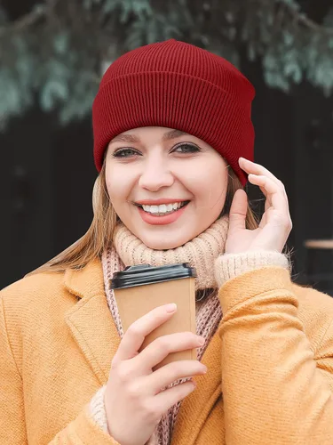 Vista 7 de KUTTOR Paquete de 4 gorros de punto con calavera para adultos, sombreros cálidos de invierno para adultos, gorro de esquí de punto acogedor, gorro