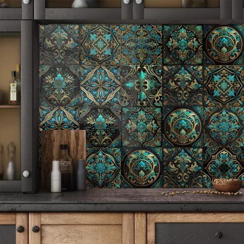 Vista 26 de Alwayspon Adhesivo para azulejos de pared moriscos para despegar y pegar, calcomanías de vinilo autoadhesivas para azulejos de cocina y baño, 4 x 4