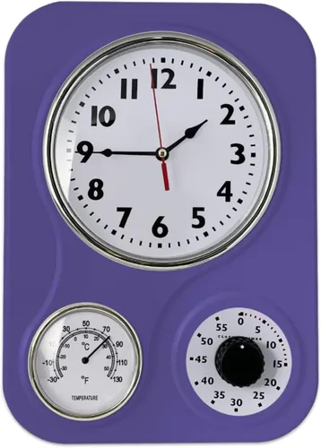 Vista 16 de Lily's Home - 9.5 pulgadas x 12.5 pulgadas - Reloj de pared retro para cocina, reloj de pared vintage con termómetro y temporizador de 60 minutos