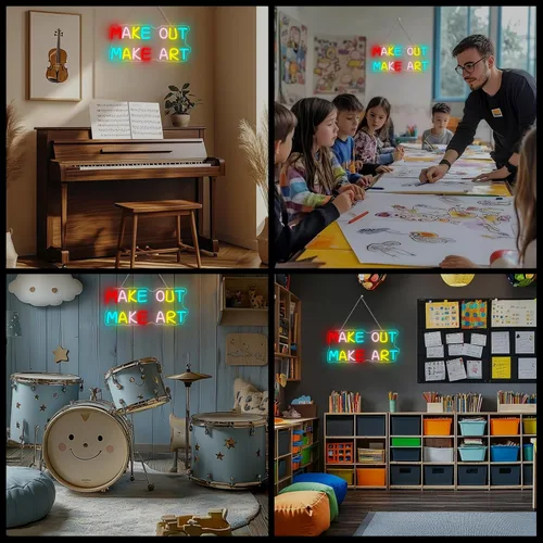 Vista 4 de Horseneon Señal de neón con luz LED para decoración de aula, letrero luminoso regulable, luces de neón para decoración de pared, regalos de arte