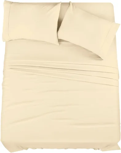 Vista 21 de Juego de cama de 5 piezas, 100% algodón egipcio de 600 hilos, fundas de almohada y sábana bajera con bolsillo extra profundo, ropa de cama suave
