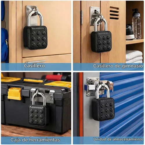 Vista 7 de Candado de combinación: cerradura de combinación con código de 6 dígitos, candado digital con entrada sin llave, cerradura de aleación de zinc