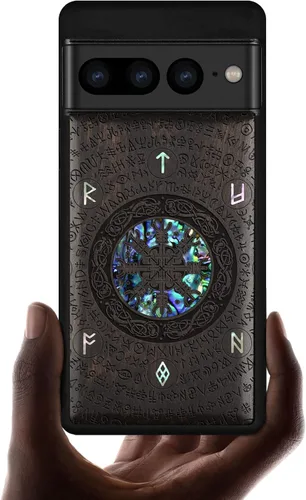 Vista 8 de Carveit Funda de madera de diseñador para Google Pixel 7 Pro [grabado de madera e incrustaciones de carcasa] cubierta de madera única compatible