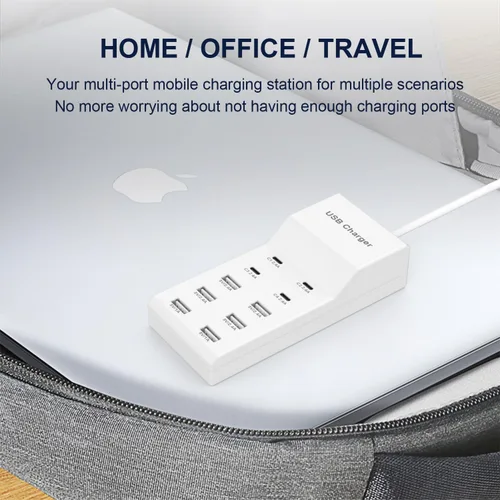 Vista 6 de Estación de carga USB para múltiples dispositivos, cargador de pared USB, tira de concentrador de energía, enchufe inteligente, bloque de carga, 4