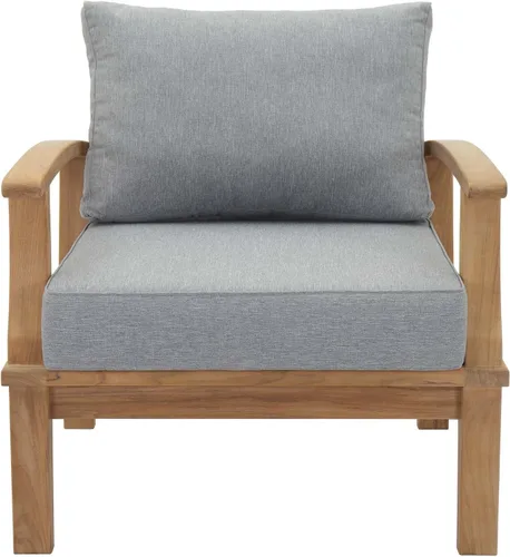 Vista 4 de Modway EEI-1143-NAT-GRY-SET - Sillón para patio al aire libre de madera de teca de grado A, color gris natural
