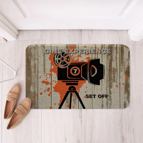 Vista 23 de Homewish Theater Cinema Poster Bathroom Rugs,Retro Movie Non Slip Bath Mat Popcorn Bathroom Indoor Floor Mats,Movie Night Shaggy Absorbent Bathtub