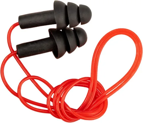 Vista 8 de SAFE HANDLER CovertX Tapones para los oídos Tapón para los oídos reductor de ruido, con cable, negro con cable rojo (5 pares)