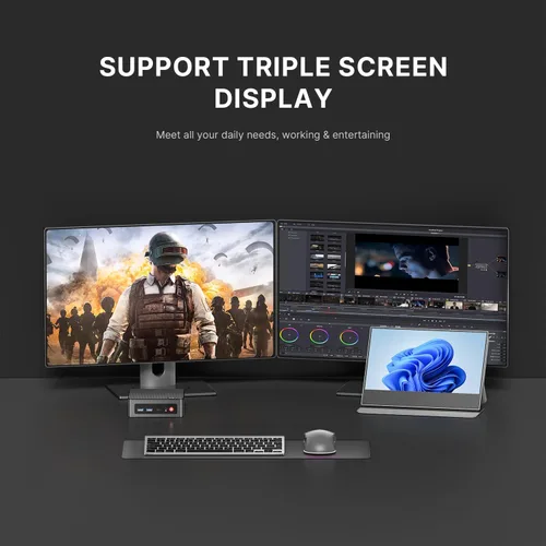 Vista 6 de Mini PC AS1 con Ryzen 5 3550H, 16 GB DDR4 512 GB SSD Mini escritorio, triple pantalla USB-C/HDMI/DP/Wi-Fi 5/BT5.0 Mini computadora