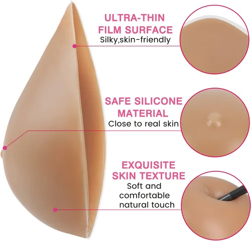 Vista 3 de Vollence One Piece Triangle Silicone Breast Forms Mastectomy Prosthesis Bra Enhancer Inserts Concave Bra Pads