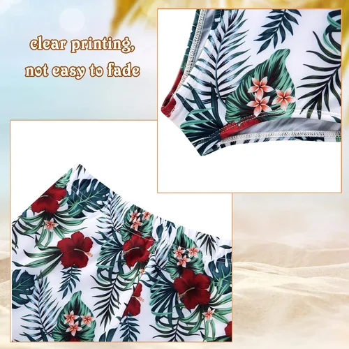 Vista 6 de Trajes de baño familiares a juego para mamá y mí traje de baño de una pieza traje de baño para parejas estampado floral ropa de playa