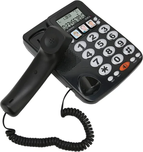 Vista 6 de Teléfono grande para personas mayores, teléfono con cable con identificación de llamadas, tono de llamada ajustable, accesos directos de memoria