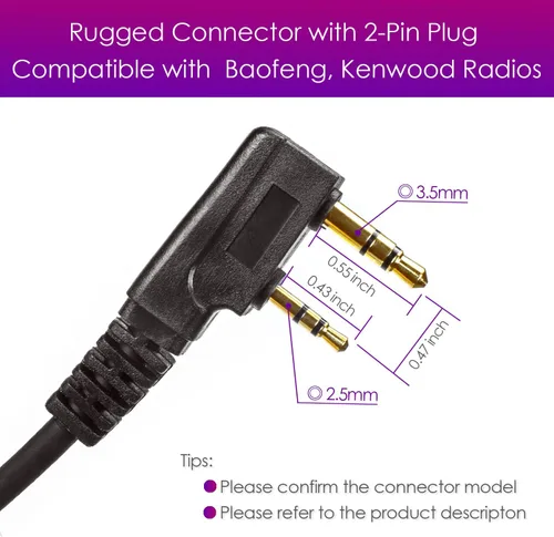 Vista 2 de Micrófono de altavoz para Baofeng Walkie Talkie, micrófono de hombro de 2 pines compatible con radios Baofeng BF-F8HP/F9