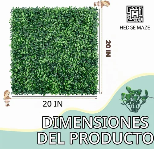 Vista 2 de HEDGE MAZE Paneles de pared de césped artificial duraderos de 20 x 20 pulgadas, 12
