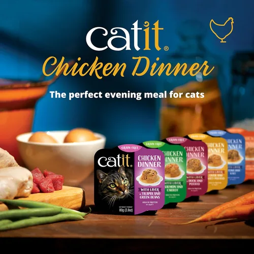 Vista 7 de Catit Cena de pollo con carne de res y calabaza - Alimento húmedo hidratante y saludable para gatos de todas las edades