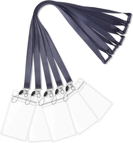 Vista 7 de Cordones de identificación negros para portatarjetas de identificación, cordones negros de seguridad para llaves, mujeres, hombres, cordón