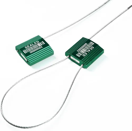 Vista 10 de 50 sellos de cable de alta seguridad azules con código de barras - Etiquetas autoblocantes numeradas de acero antimanipulación para envío