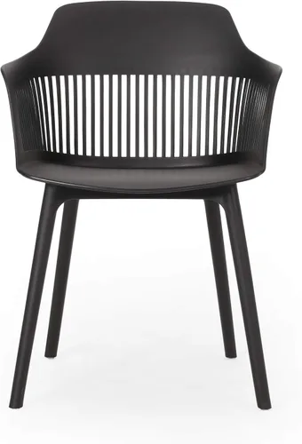 Vista 4 de Christopher Knight Home Silla de comedor al aire libre Ladonna de polipropileno (juego de 2), color negro