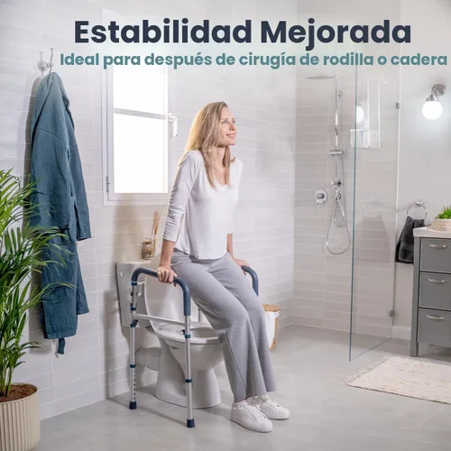 Vista 2 de PELEGON Barras de seguridad para inodoro (159 kg) - Bastidor y rieles de seguridad para inodoro ajustables, pasamanos de seguridad para inodoro