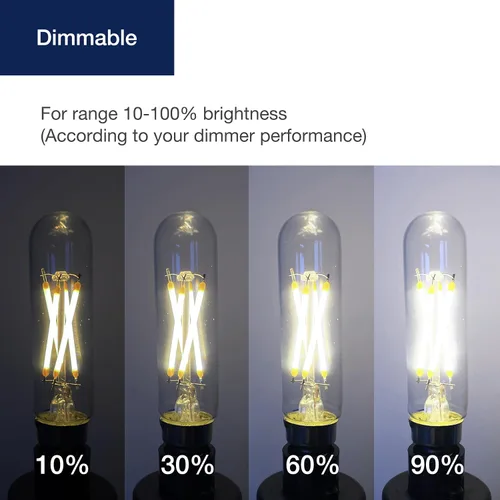 Vista 5 de FLSNT Bombillas LED para candelabros de luz diurna de 5000 K equivalentes a 60 W, bombillas LED regulables T6/T25 E12 para candelabro, 90+ alto CRI