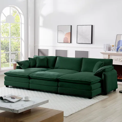 Vista 11 de Sofá modular de 81 pulgadas con 2 otomanas, sofá modular de 2 asientos, sofá seccional pequeño para sala de estar
