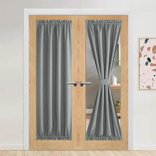 Vista 95 de NICETOWN Cortinas de Lino para Puerta Lateral - Cortinas Opacas con Aislamiento Térmico para Puerta Delantera Francesa para Sombra Pequeña