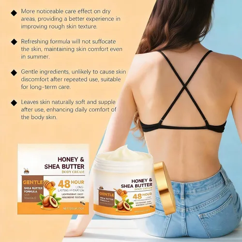 Vista 7 de LANGSTON Crema corporal Honey & Shea Butter con vitamina E, hidratación duradera de 48 horas, fórmula ligera de absorción rápida, 4.23 onzas