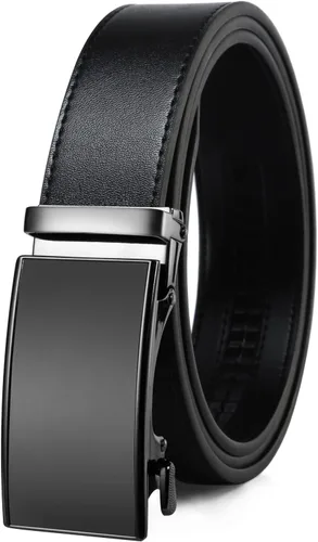 Vista 24 de Drowsmen - Cinturón de cuero para hombre con trinquete de 1 3/8 pulgadas, hebilla automática de deslizamiento con clic, ajuste ajustable para un