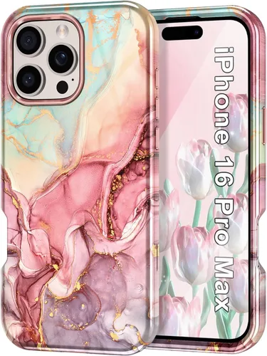 Vista 30 de Btscase Funda para iPhone 16 (2024), [probada en caídas de grado militar] Diseño de patrón de mármol delgado, resistente, a prueba de golpes