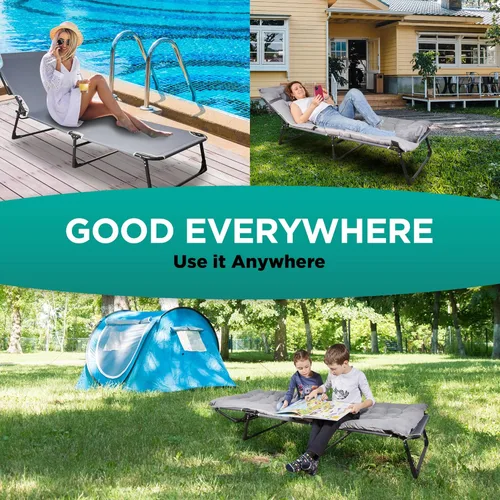 Vista 7 de ZONETECH Colchón plegable para cuna y almohadilla de 4 posiciones ajustable, portátil, calidad premium para adultos y niños, perfecto para camping